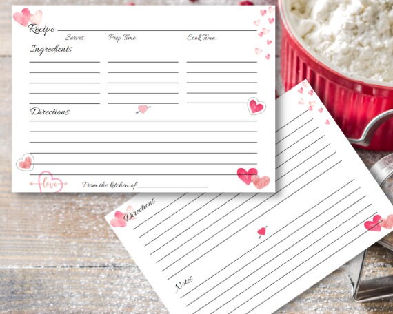 Editable Valentine Recipe Card Template Printable Recipe Card | Etsy