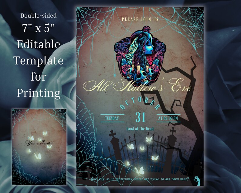Corpse Bride Digital Invitation Template, 7x5 Printable Card Template ...