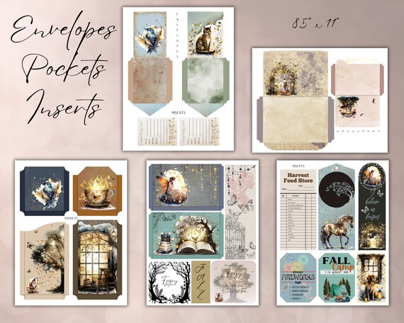 Enchanted Fall Journal Kit, digital download, printable 8.5" x 11" PNG journaling and ephemera pages