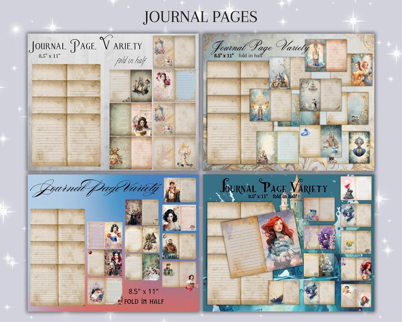 Princess Journal Bundle, Digital Download, Printable 8.5