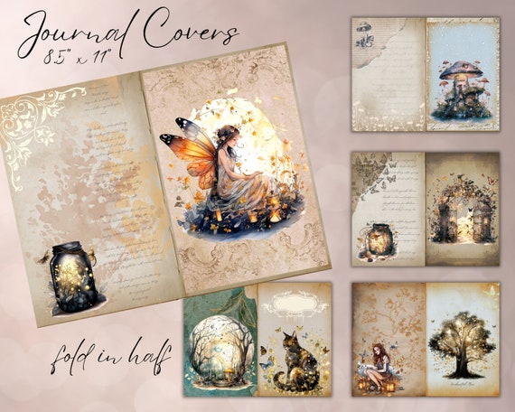 Enchanted Fall Journal Kit, digital download, printable 8.5" x 11" PNG journaling and ephemera pages