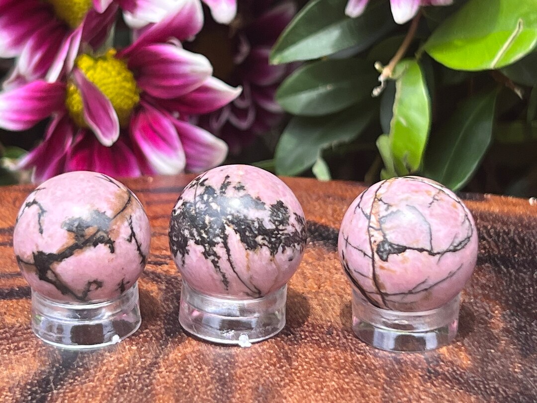 Mini Rhodonite Spheres - Etsy
