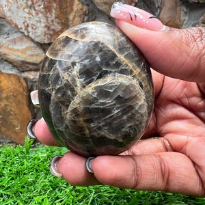 Black Moonstone Palm Stone