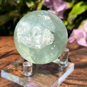 Light Green Fluorite Sphere with Rainbows
