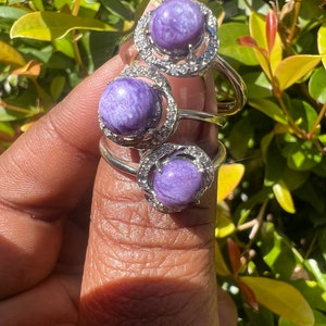 Adjustable Charoite Crystal Ring