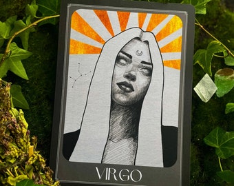 Virgo zodiac print, Virgo art print, Virgo zodiac art, zodiac goddess, star sign print, art print, astrology art print