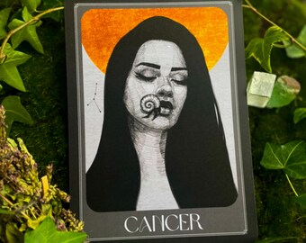 Cancer zodiac print, Cancer art print, Cancer zodiac art, zodiac goddess, star sign print, art print, astrology art print