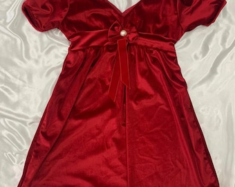Girls Ruby Red Velvet Retro Vintage Winter Wedding Guest Holidays Dress Size 4T