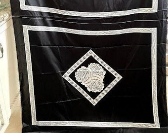 Rosa blanca sobre panel negro (juego de 4)