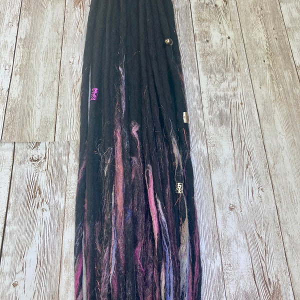 DE wool dreads set/dread extensions/wool dreads/dreadlocks/accent dreads/boho/pop of color/peek-a-boo