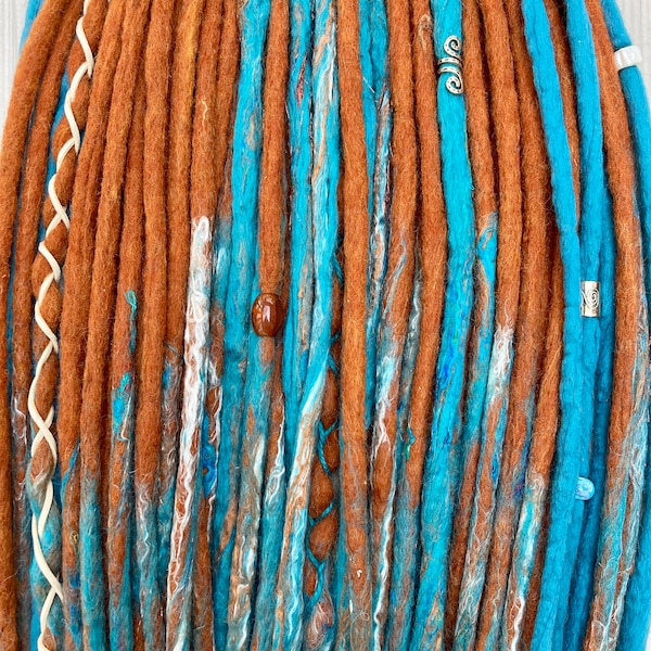 DE wool dreads set/dread extensions/wool dreads/dreadlocks/accent dreads/boho/pop of color/peek-a-boo