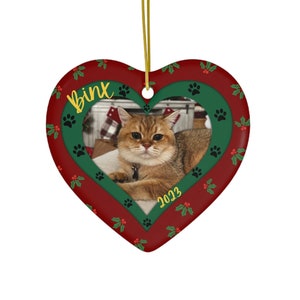 Personalized Pet Ornament, Custom Dog Christmas Ornament, Pet Memorial Ornament, Cat Christmas Photo Ornament, Pet Portrait Name Gift