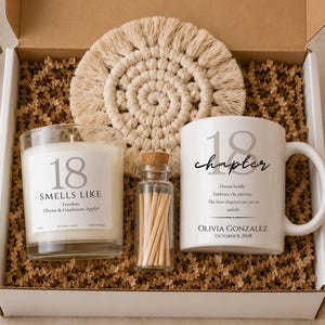 18th Birthday Gift Box, Personalized 18th Birthday Mug & Candle Set, Chapter 18 Gift for Mom Dad Grandma Grandpa, 18 Years Young