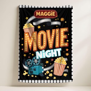 Coperta personalizzata per la serata cinema, regalo a tema cinema, coperta per il cinema, regalo per gli amanti del cinema, coperta a tema cinematografico, serata cinema con popcorn