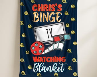 Angepasste Binge Watching Decke, Film Decke Geschenk, Film Verabredung Nacht werfen, Film-Liebhaber Geschenk, Film Thema Decke, Popcorn Filmnacht