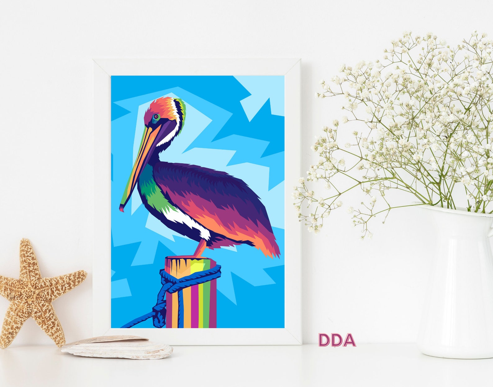 Pelican Digital Art Colorful Pelican Print Coastal SVG File Etsy UK
