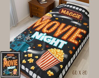 Film Nacht werfen, Film Decke Geschenk, Film Verabredung Nacht werfen, Film-Liebhaber Geschenk, Film Thema Decke, Popcorn Film Nacht