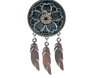 Dreamy Daisy Feather Dreamcatcher Necklace, Retro Mystical Accessory, Hippie Bohemian Jewelry, Unique Retro Chain, BohoLoveObsession