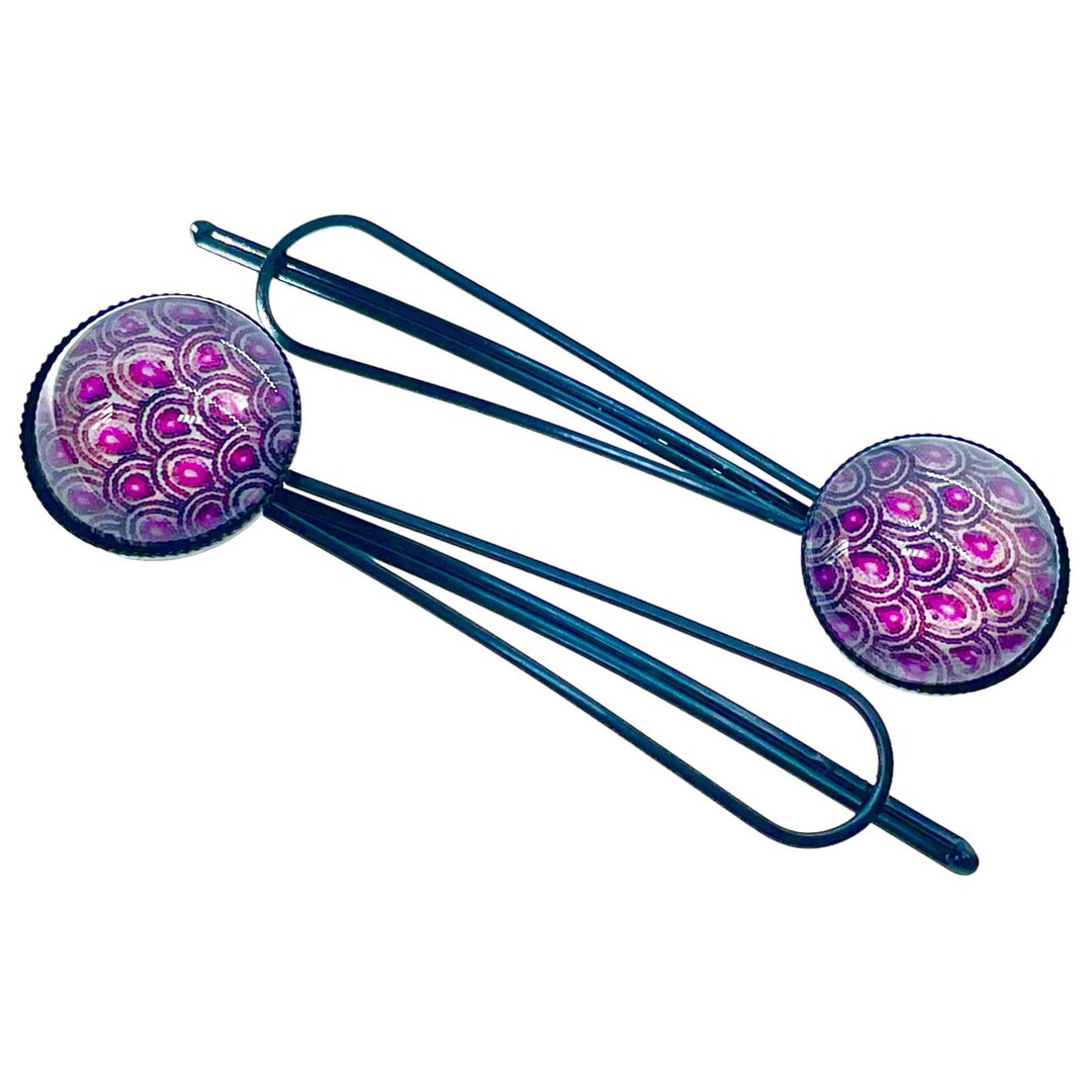 Lilac Feather Big Hair Pin Pair Hair Clips Bobby Pins Etsy