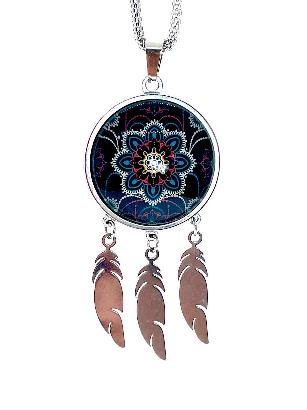 Night Lace Feather Dreamcatcher Necklace