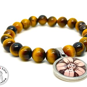 Yellow Tiger’s Eye Charm Bracelet, Daisy Flower Charm Bracelet, Bohemian Beaded Bracelet, Natural Healing Stone Wristband, BohoLoveObsession