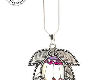Leafy Lavender Flower Necklace|Boho Vintage Pendant|Unique Bohemian Necklace|Gift for her|Hippie Retro Chain| BohoLoveObsession