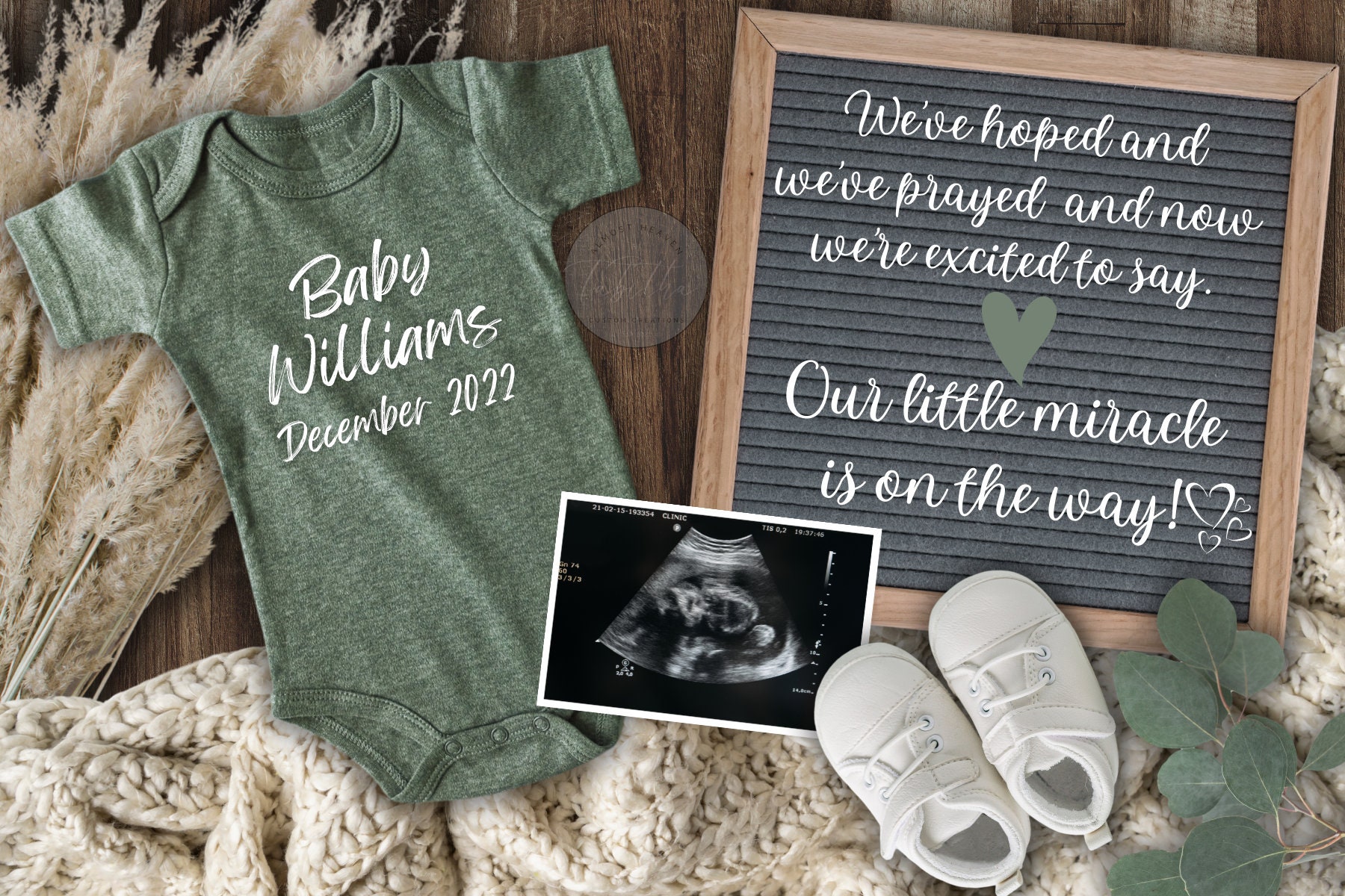 Digital Pregnancy Announcement With Rustic Wooden Board - Etsy