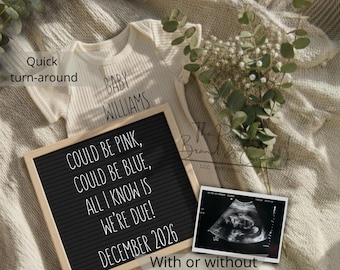 Simple Minimalist Pregnancy Announcement Digital, Gender Neutral Boho Baby Announcement, Modern Editable Social Media Baby Reveal Template