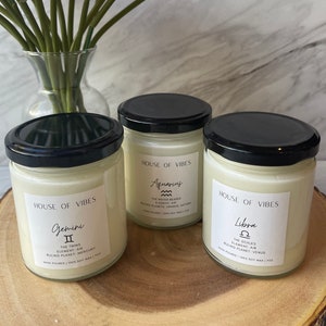 Personalized Sun Moon and Rising Zodiac Candle Set | 3 Scented Candle Bundle | Organic Soy Wax Scented Candle | Astrology Candle Bundle