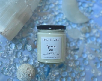 Aquarius Zodiac Sign Scented Soy Wax Candle