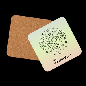 Taurus Zodiac Sign Coaster Zodiac Sign Coasters Taurus Cork-back Coaster image 4