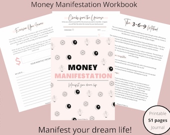 MONEY MANIFESTATION JOURNAL, Guided Manifestation Journal Printable, Digital Journal, Law of Attraction Journal, 369 Manifestation Journal