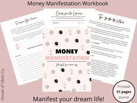 MONEY MANIFESTATION JOURNAL, Guided Manifestation Journal Printable, Digital Journal, Law of Attraction Journal, 369 Manifestation Journal