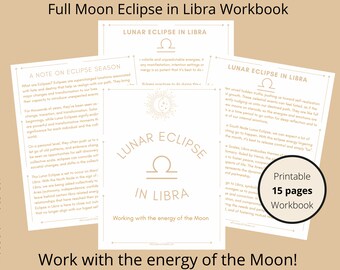 Full Moon Lunar Eclipse in Libra Workbook 2024 | DIGITAL Workbook | DIGITAL PRINTABLE Full Moon Journal