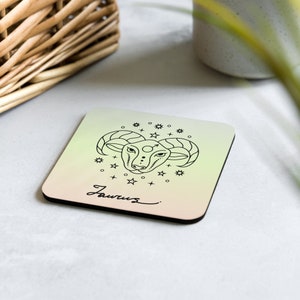 Taurus Zodiac Sign Coaster Zodiac Sign Coasters Taurus Cork-back Coaster image 6