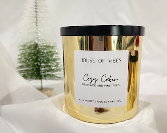 Cozy Cabin | Holiday Candle | Christmas Candle|  Handmade Soy Candle 10oz