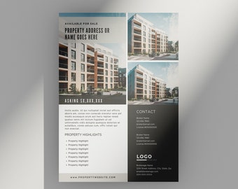 Commercial Real Estate Brochure Template: 8.5"x11" Marketing Flyer (Canva)