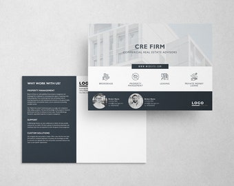 Gewerbliche Grundbesitz Postkarte Vorlage: Canva Editable