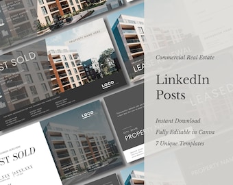 Commercial Real Estate LinkedIn Posts | Social Media Marketing for Brokers | LinkedIn Post Templates | Edit in Canva