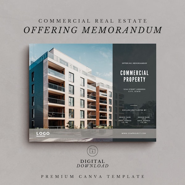 Offering Memorandum Template | Commercial Real Estate Brochure | For Sale Package | Edit in Canva