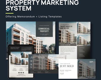 Pakiet szablonów Canva do memorandum ofertowego | Ulotka dla branży nieruchomości komercyjnych, e-mail marketing i marketing na LinkedIn