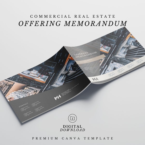 Offering Memorandum Brochure Template | Commercial Real Estate Brochure | For Sale Package | Edit in Canva