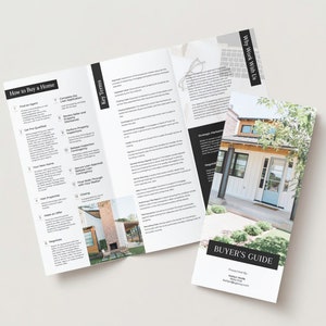 Buyer&#39;s Guide Trifold Brochure Template | Real Estate Marketing Template | Trifold Real Estate Brochure | Canva Brochure Template