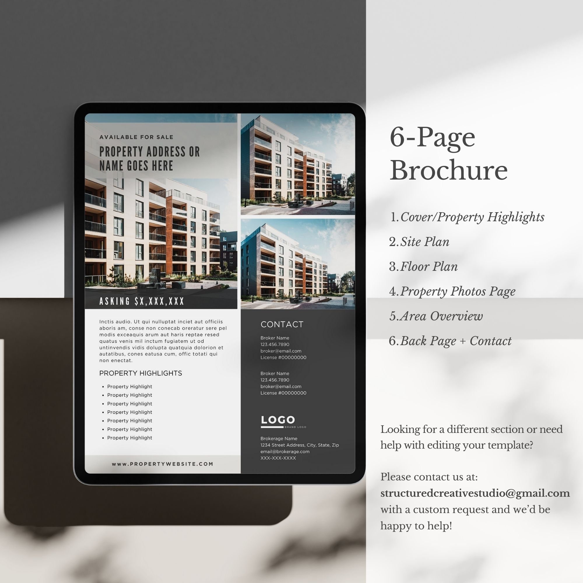 Commercial Real Estate Brochure Template: 8.5"x11" Marketing Flyer ...