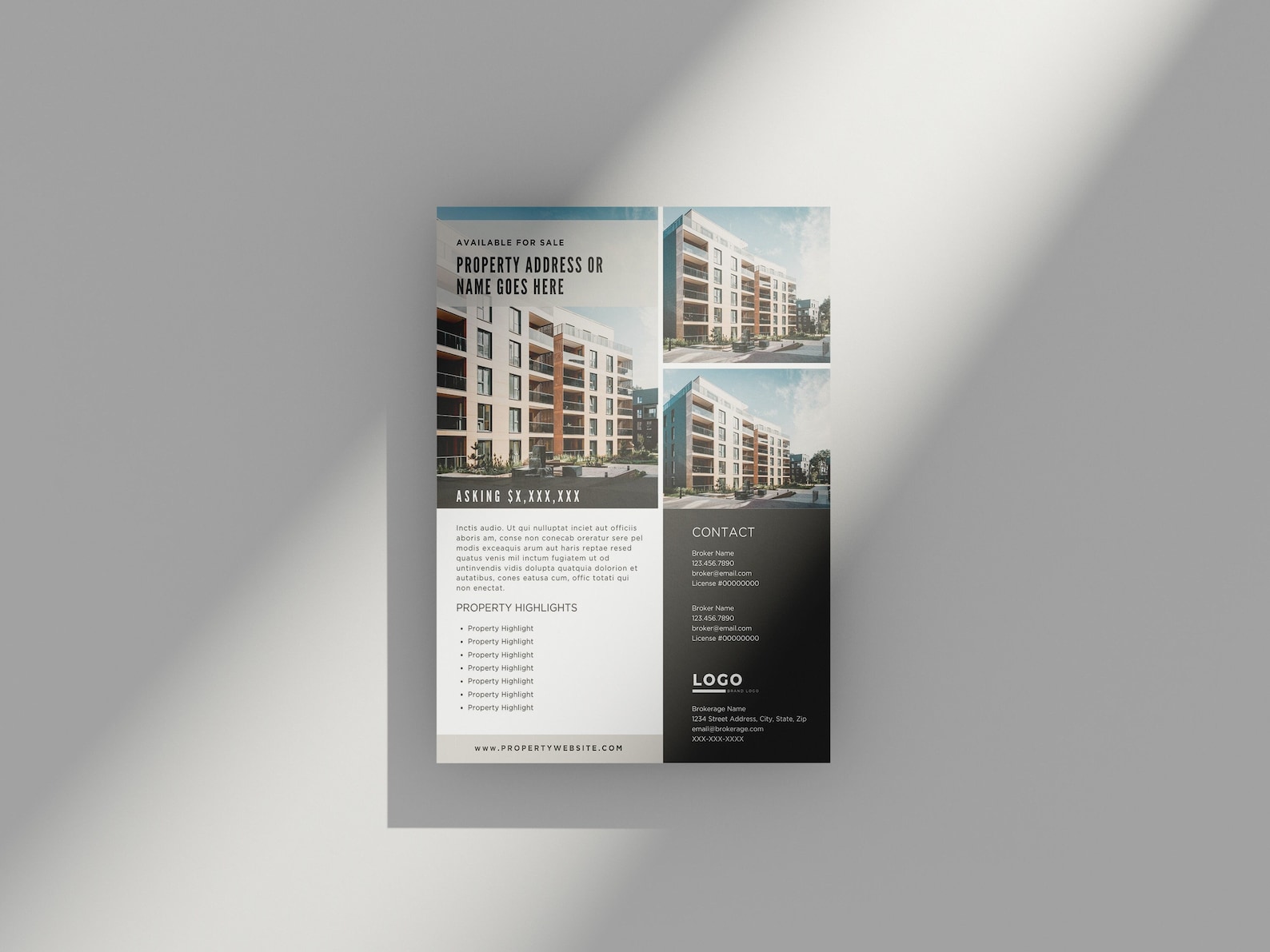 Commercial Real Estate Brochure Template: 8.5"x11" Marketing Flyer ...