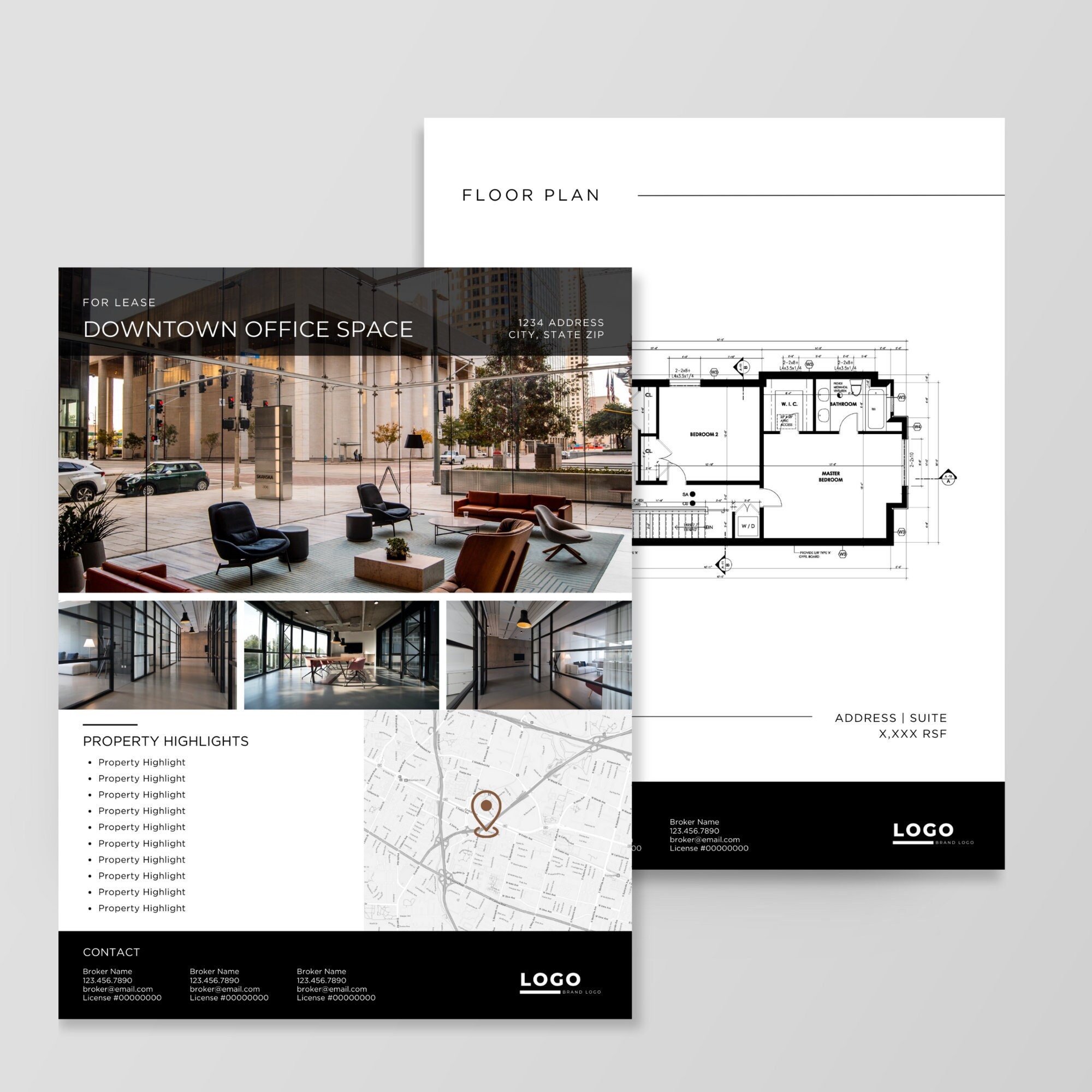 Commercial Real Estate Marketing Flyer Template: Editable Canva Design (8.5x11 Portrait)