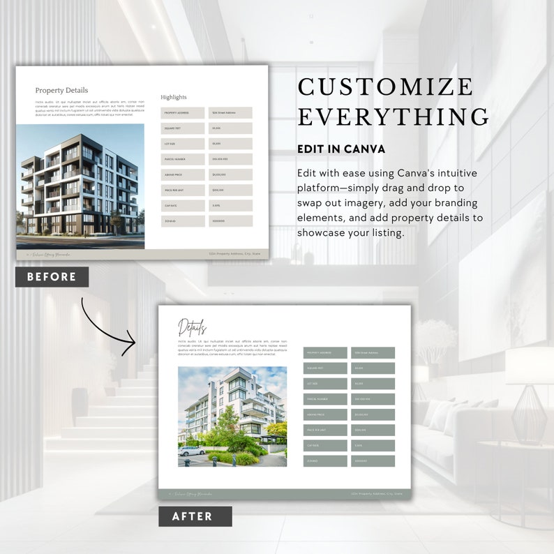 Commercial Real Estate Brochure Template | Canva Editable Package - Etsy