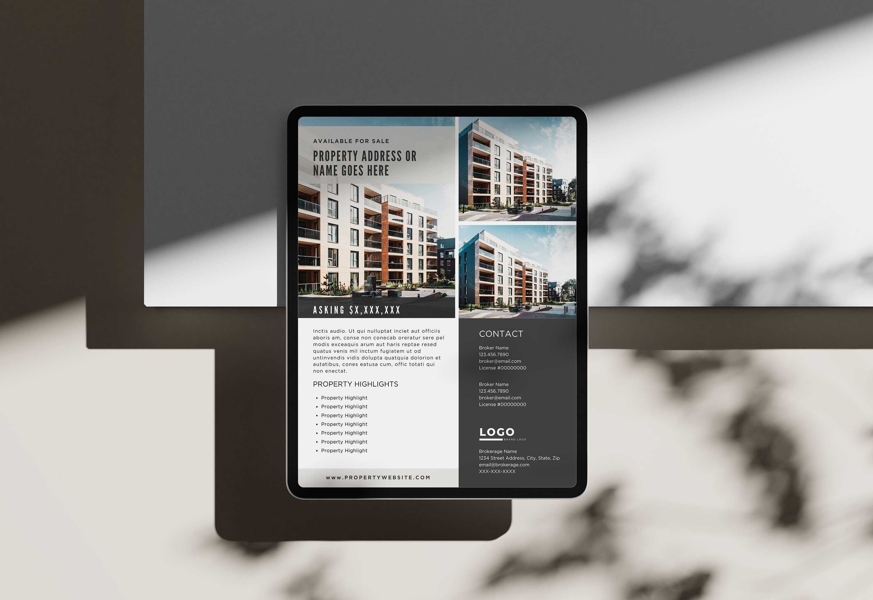 Commercial Real Estate Brochure Template: 8.5"x11" Marketing Flyer ...