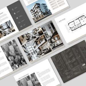 May include: A black and white aerial view of a city with tall buildings. The image is part of a real estate brochure with the text "Area Overview" and a logo.