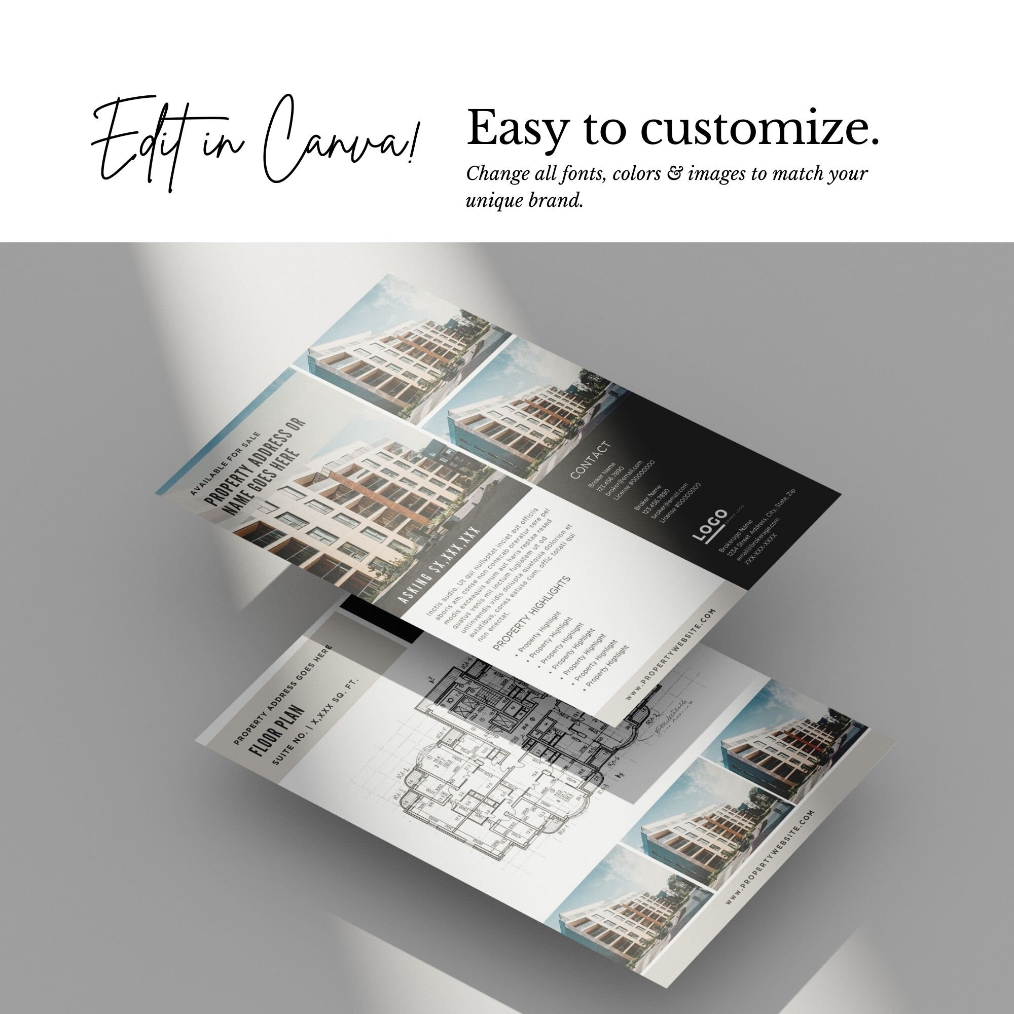 Commercial Real Estate Brochure Template: 8.5"x11" Marketing Flyer ...